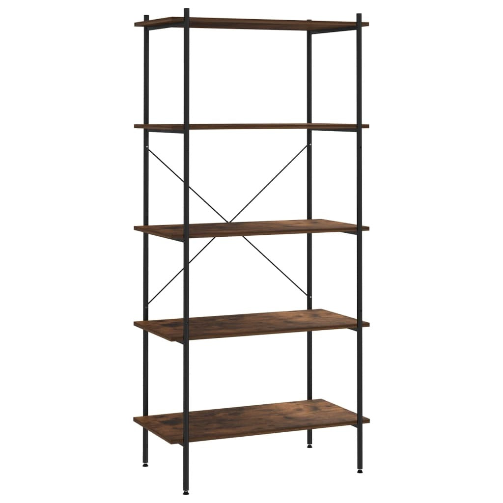 5-Tier Shelving Unit Black and Dark Wood 80x40x163 cm