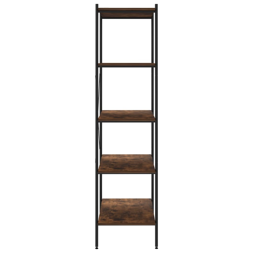 5-Tier Shelving Unit Black and Dark Wood 80x40x163 cm