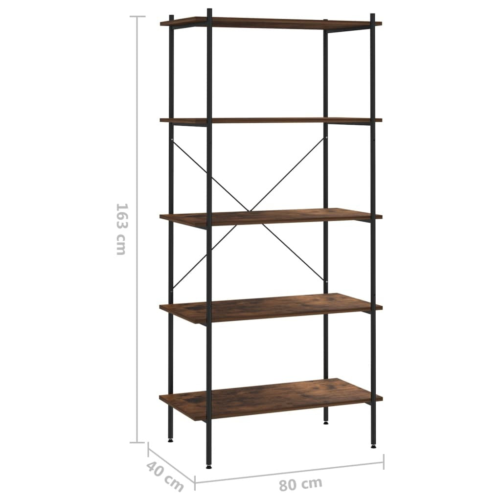 5-Tier Shelving Unit Black and Dark Wood 80x40x163 cm