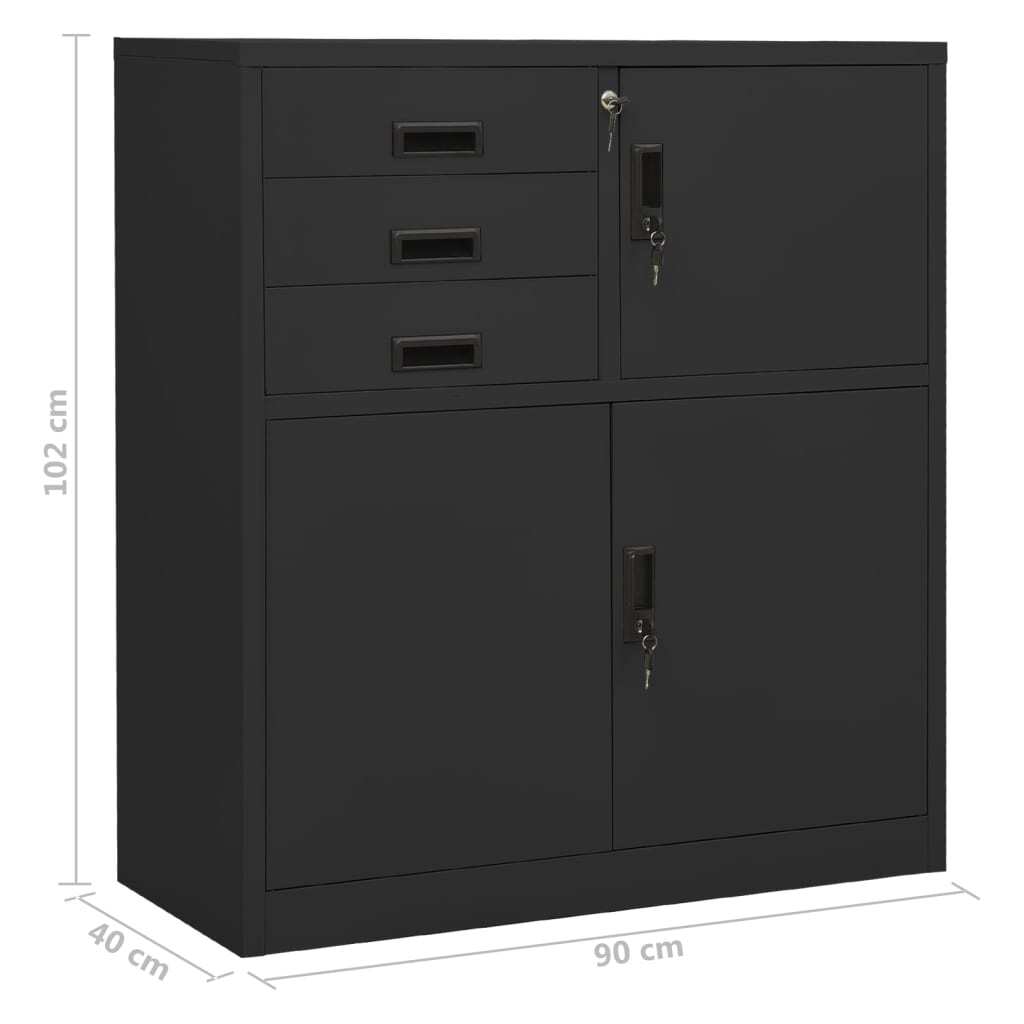 Office Cabinet Anthracite 90x40x102 cm Steel