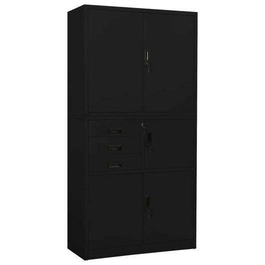 Office Cabinet Black 90x40x180 cm Steel