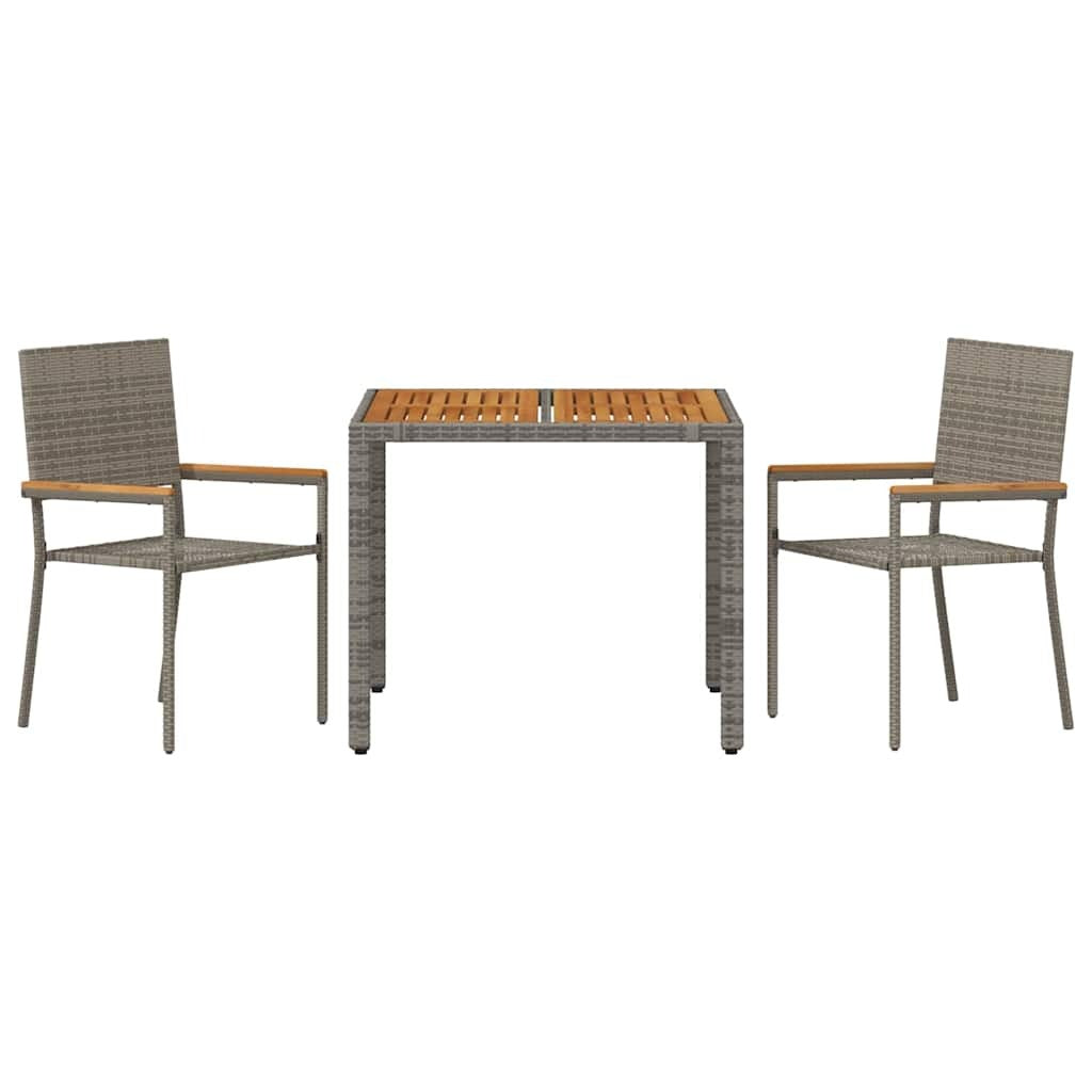 Garden Dining Set 3 pcs Grey 90 x 90 x 75 cm Poly Rattan