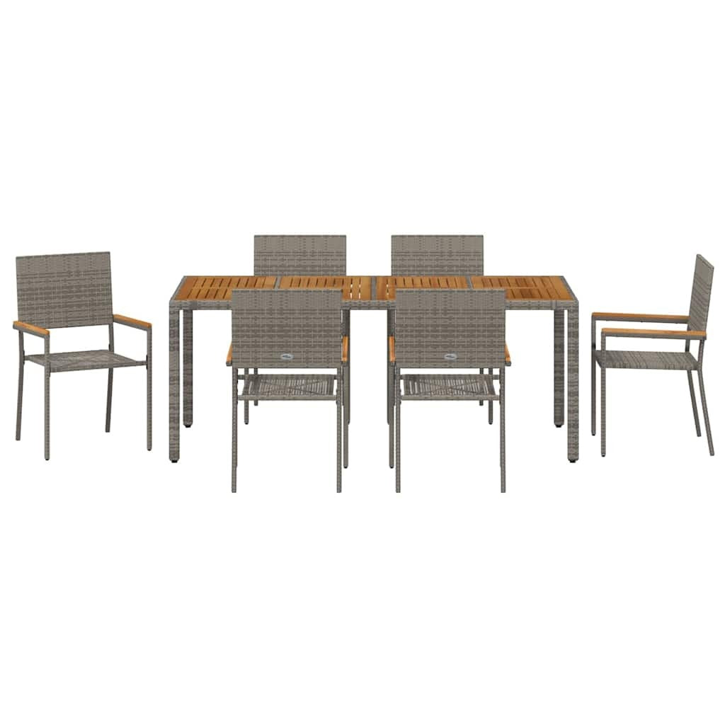 Garden Dining Set 7 pcs Grey 190 x 90 x 75 cm Poly Rattan