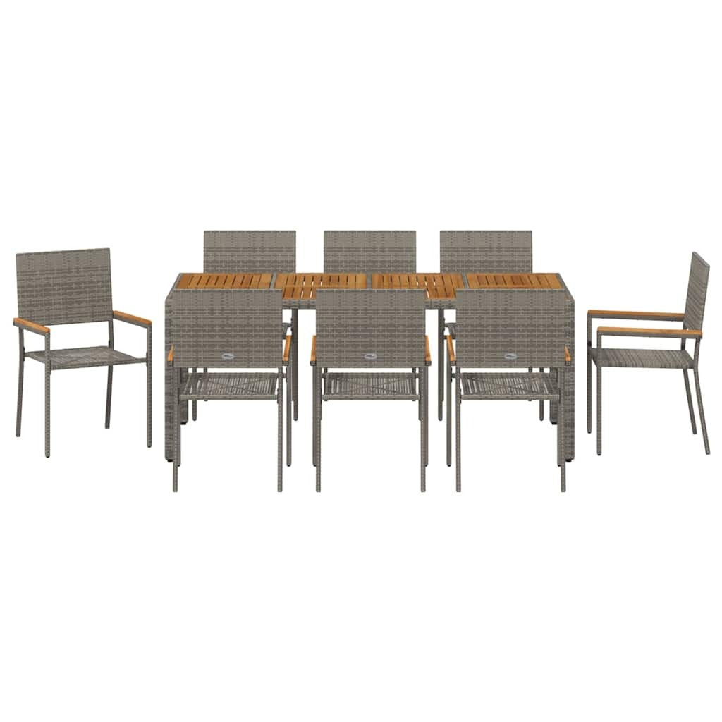 Garden Dining Set 9 pcs Grey 190 x 90 x 75 cm Poly Rattan