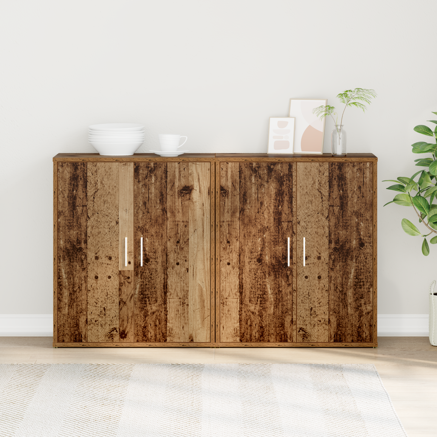 Sideboard 2 pcs Old Wood 60 x 31 x 70 cm Engineered Wood