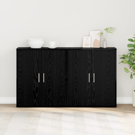 Sideboard 2 pcs Black Oak 60 x 31 x 70 cm Engineered Wood
