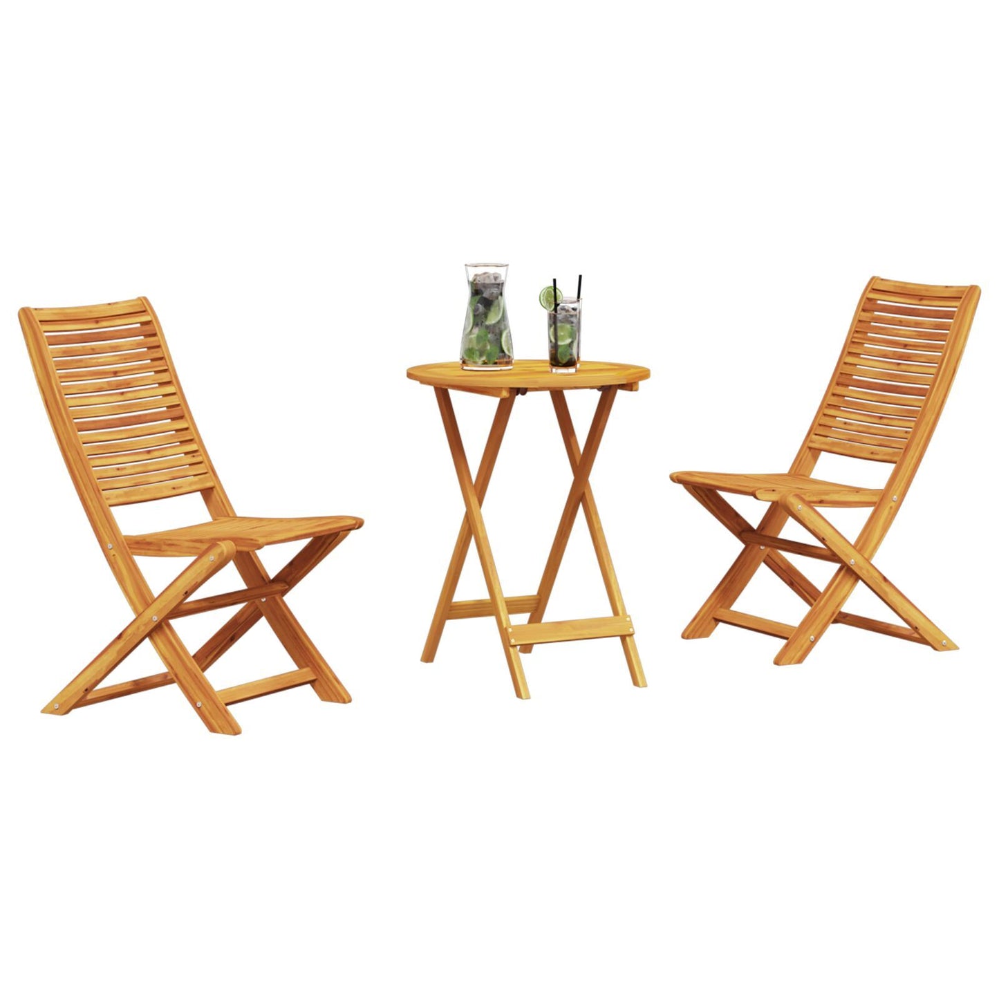 Folding Bistro Set Folding 3 pcs Brown Solid acacia wood