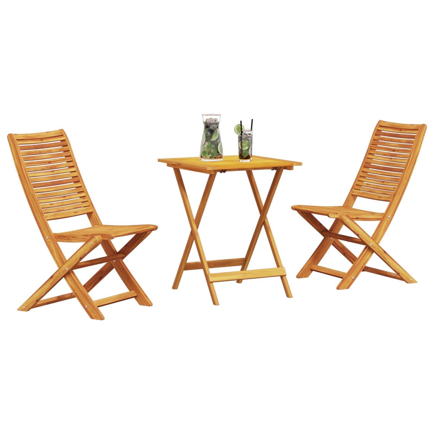 Folding Bistro Set Folding 3 pcs Brown Solid acacia wood