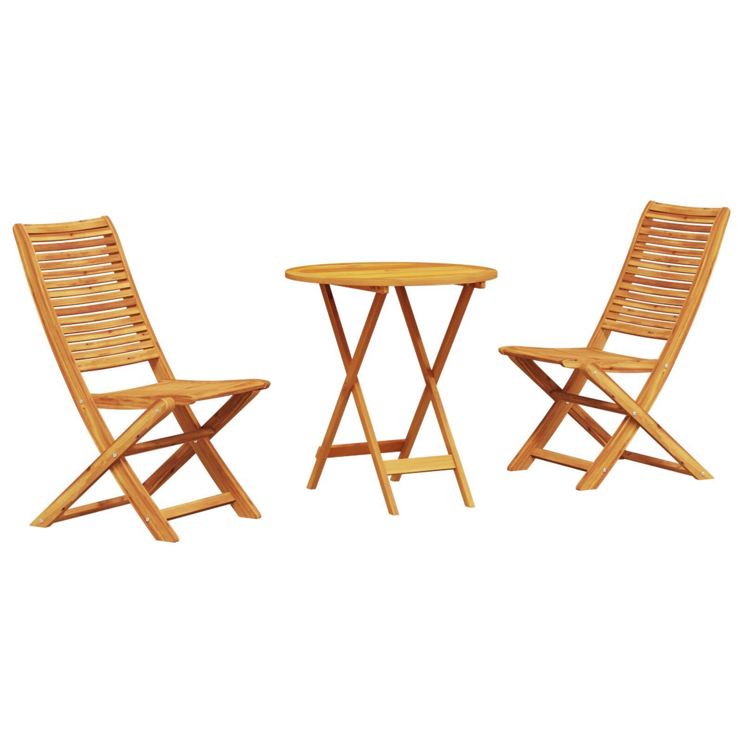 Folding Bistro Set Folding 3 pcs Brown Solid acacia wood