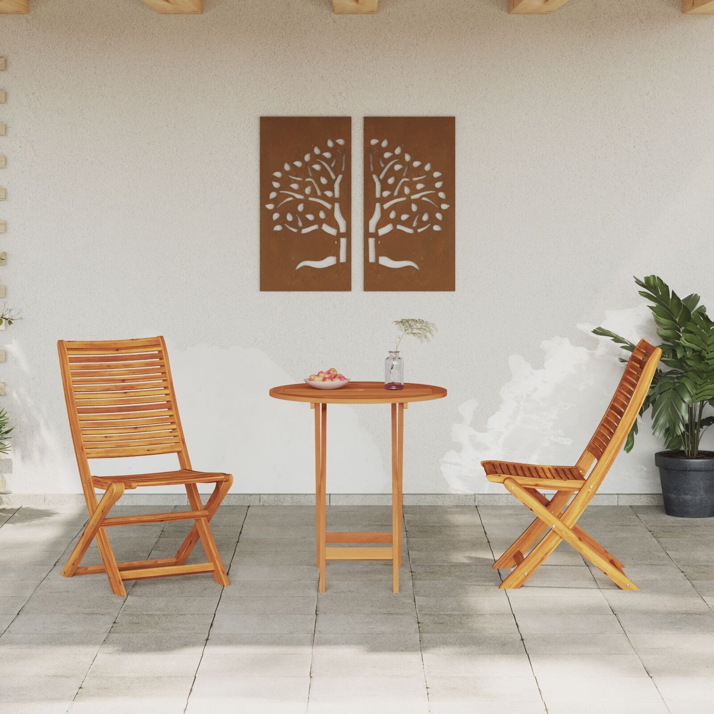 Folding Bistro Set Folding 3 pcs Brown Solid acacia wood