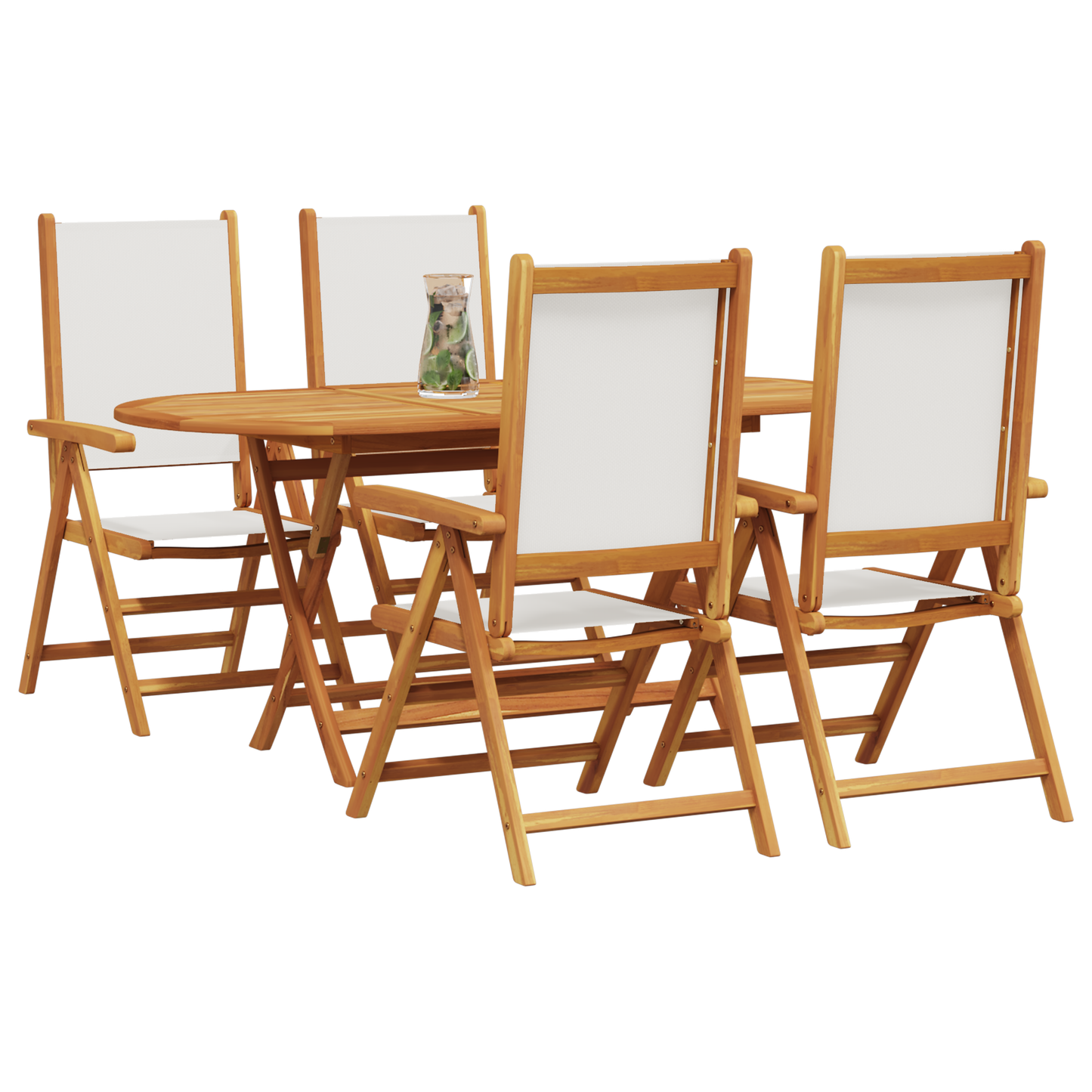 Garden Dining Set Folding 5 pcs Cream white Solid acacia wood