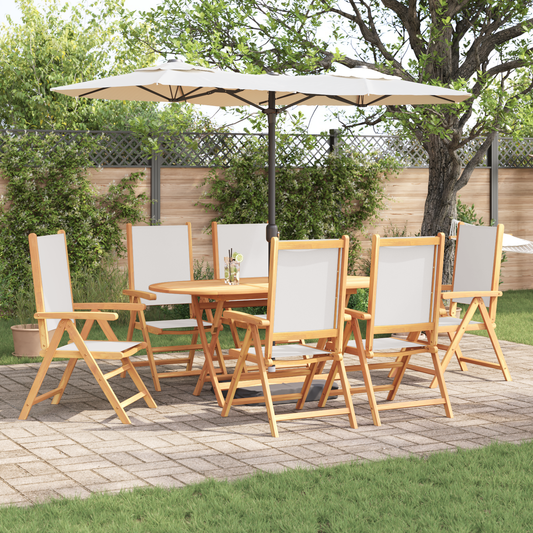 Garden Dining Set Folding 7 pcs Cream white Solid acacia wood