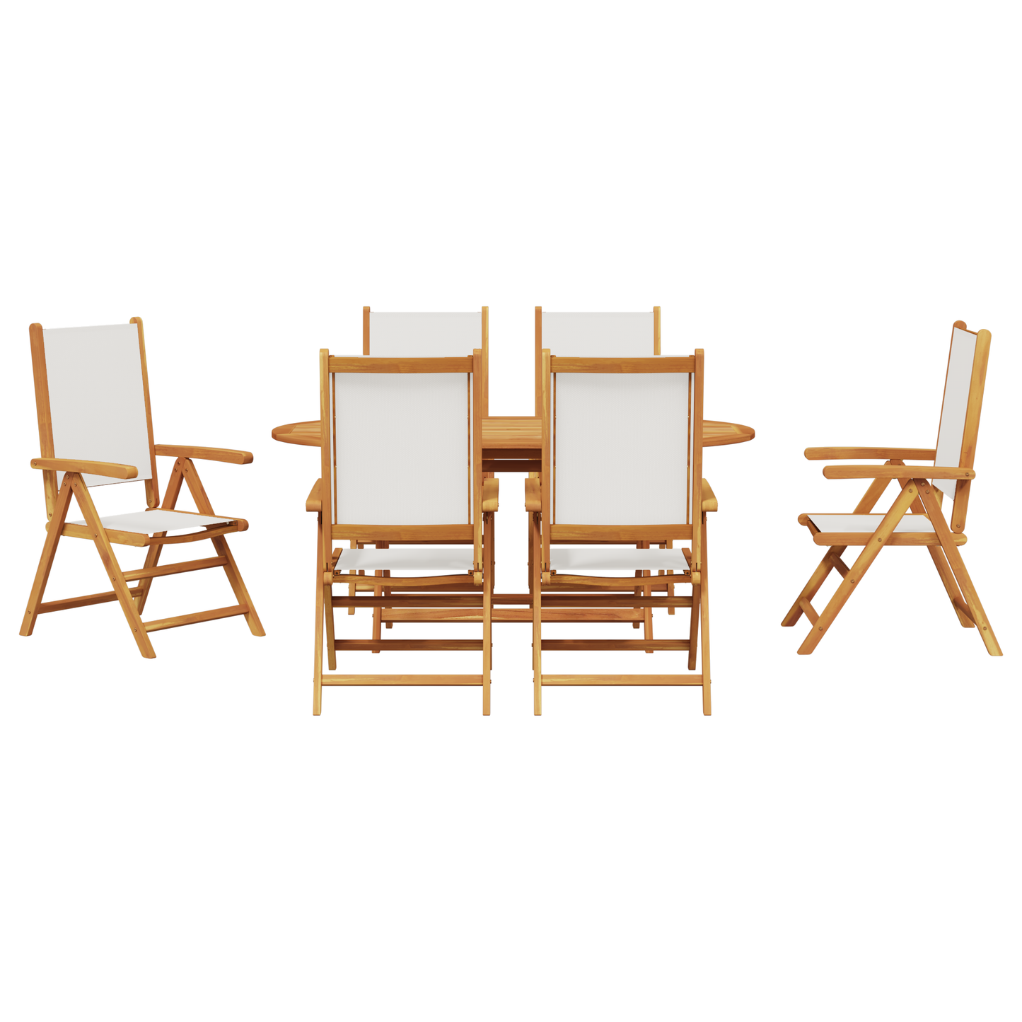 Garden Dining Set Folding 7 pcs Cream white Solid acacia wood