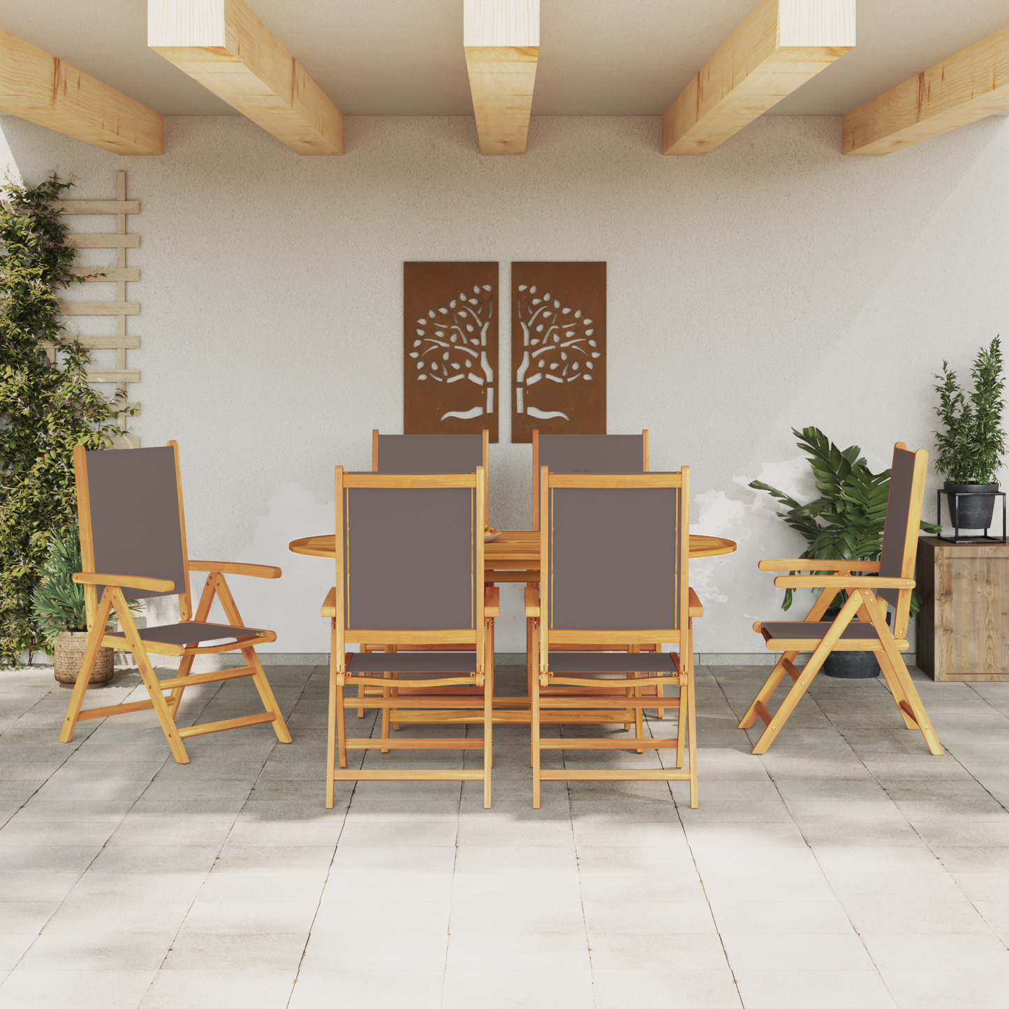 Garden Dining Set Folding 7 pcs Anthracite Solid acacia wood