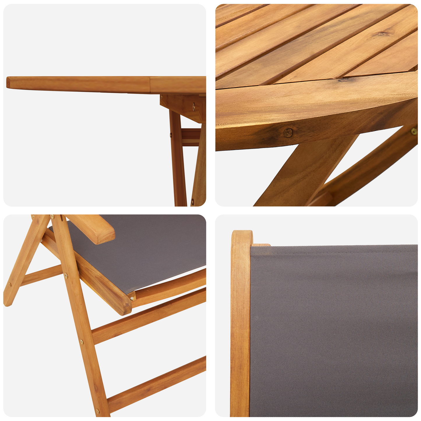 Garden Dining Set Folding 7 pcs Anthracite Solid acacia wood