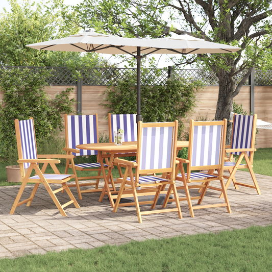 Garden Dining Set 7 pcs Blue and white Solid acacia wood