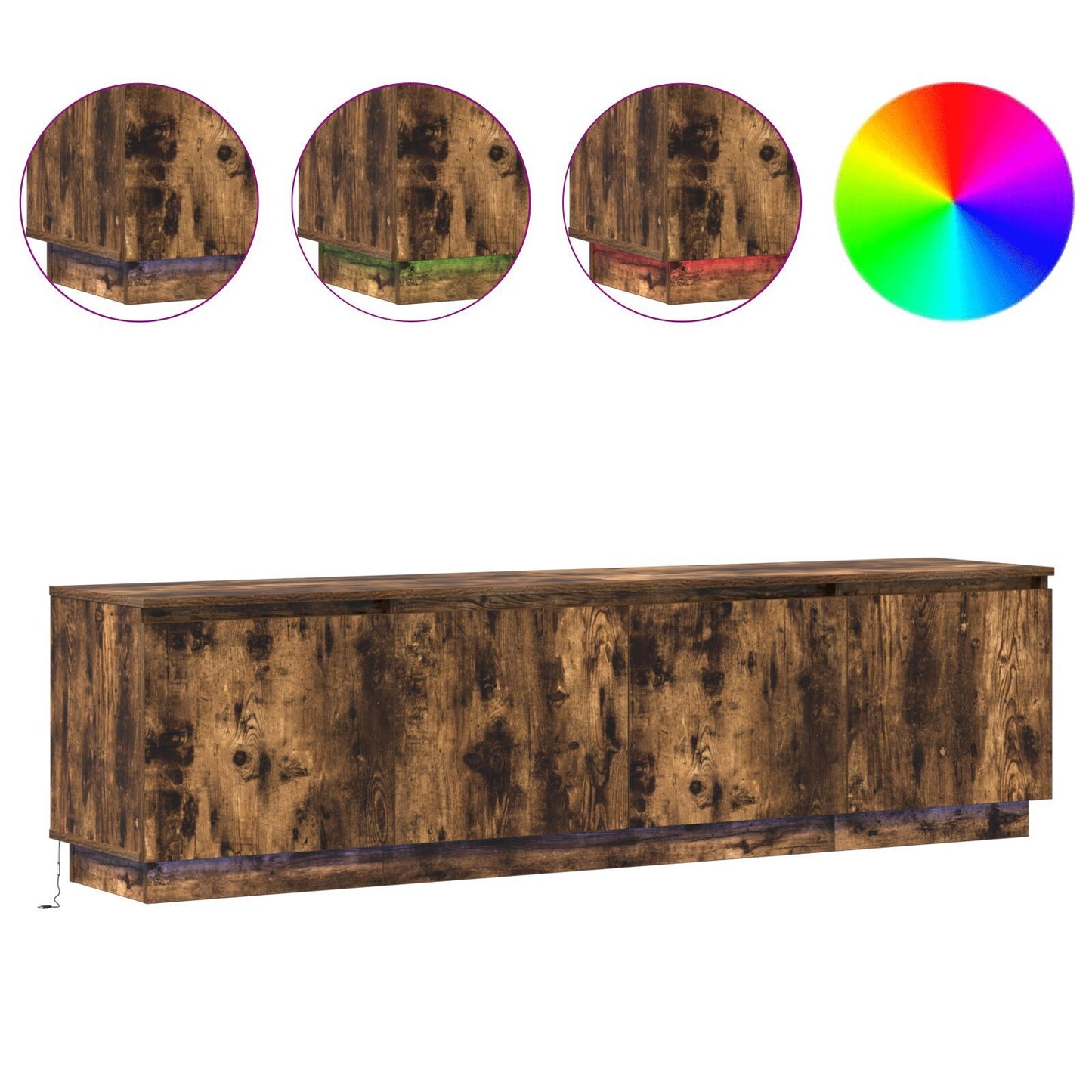 TV cabinet with LED Smoked oak 180 x 38 x 49 cm Engineered Wood