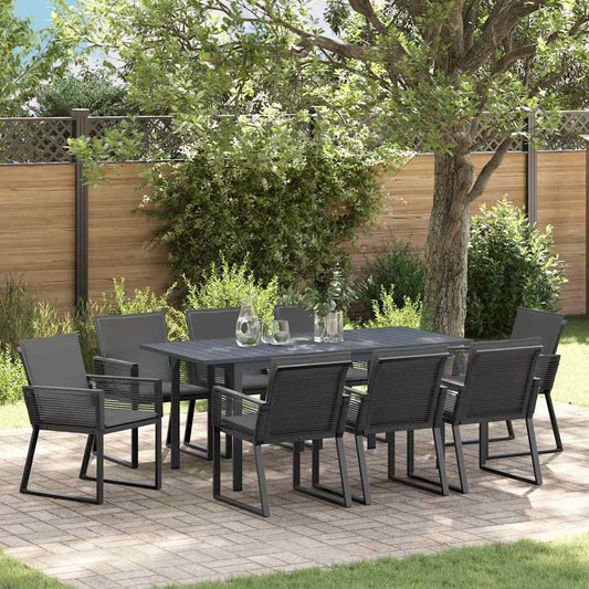 Garden Dining Set 9 pcs Anthracite Steel and poly rattan
