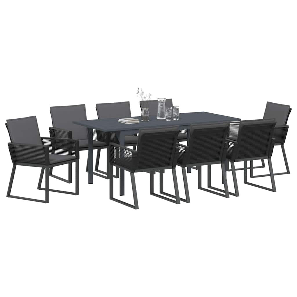 Garden Dining Set 9 pcs Anthracite Steel and poly rattan