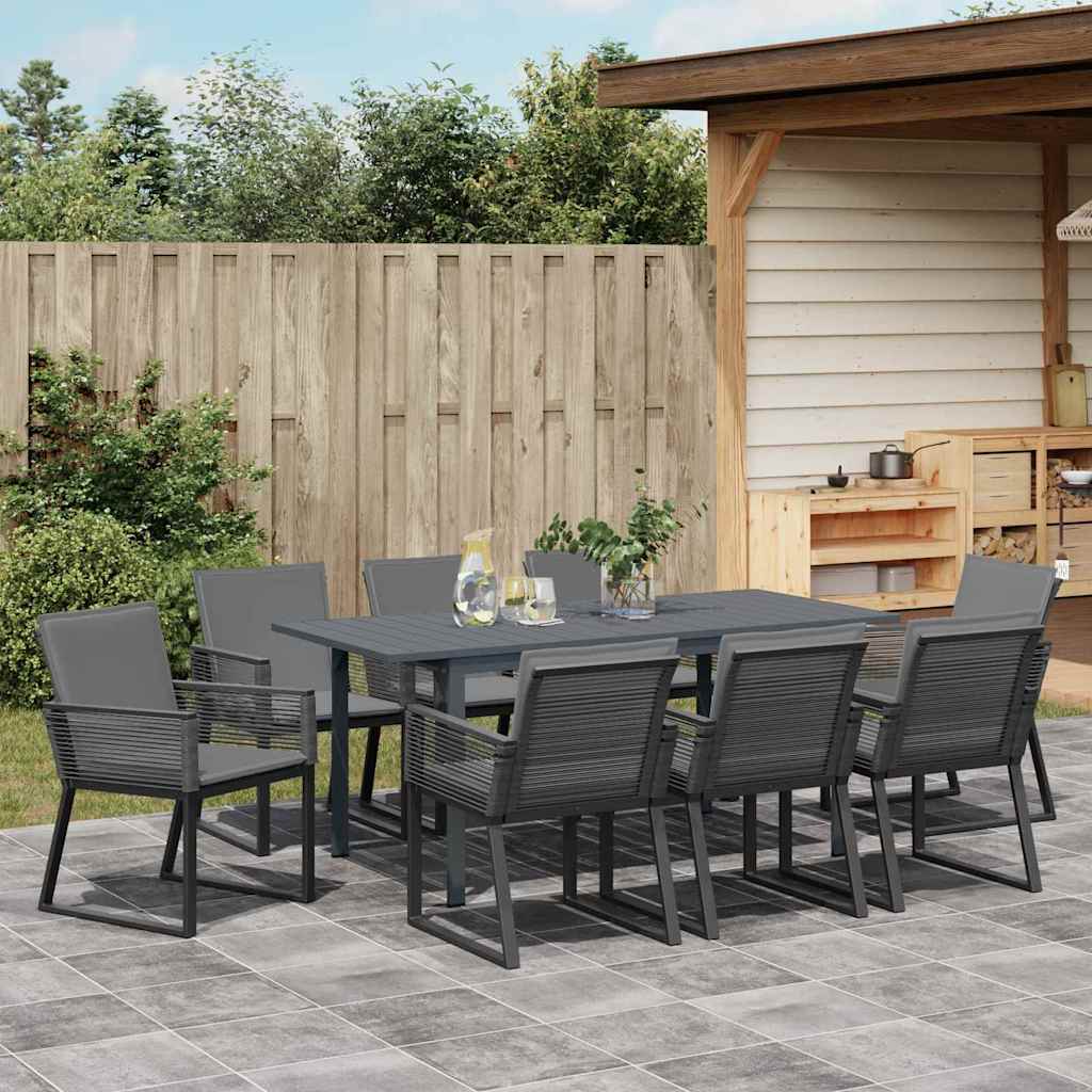 Garden Dining Set 9 pcs Anthracite Steel and poly rattan