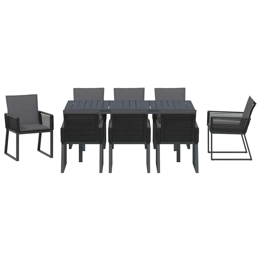 Garden Dining Set 9 pcs Anthracite Steel and poly rattan