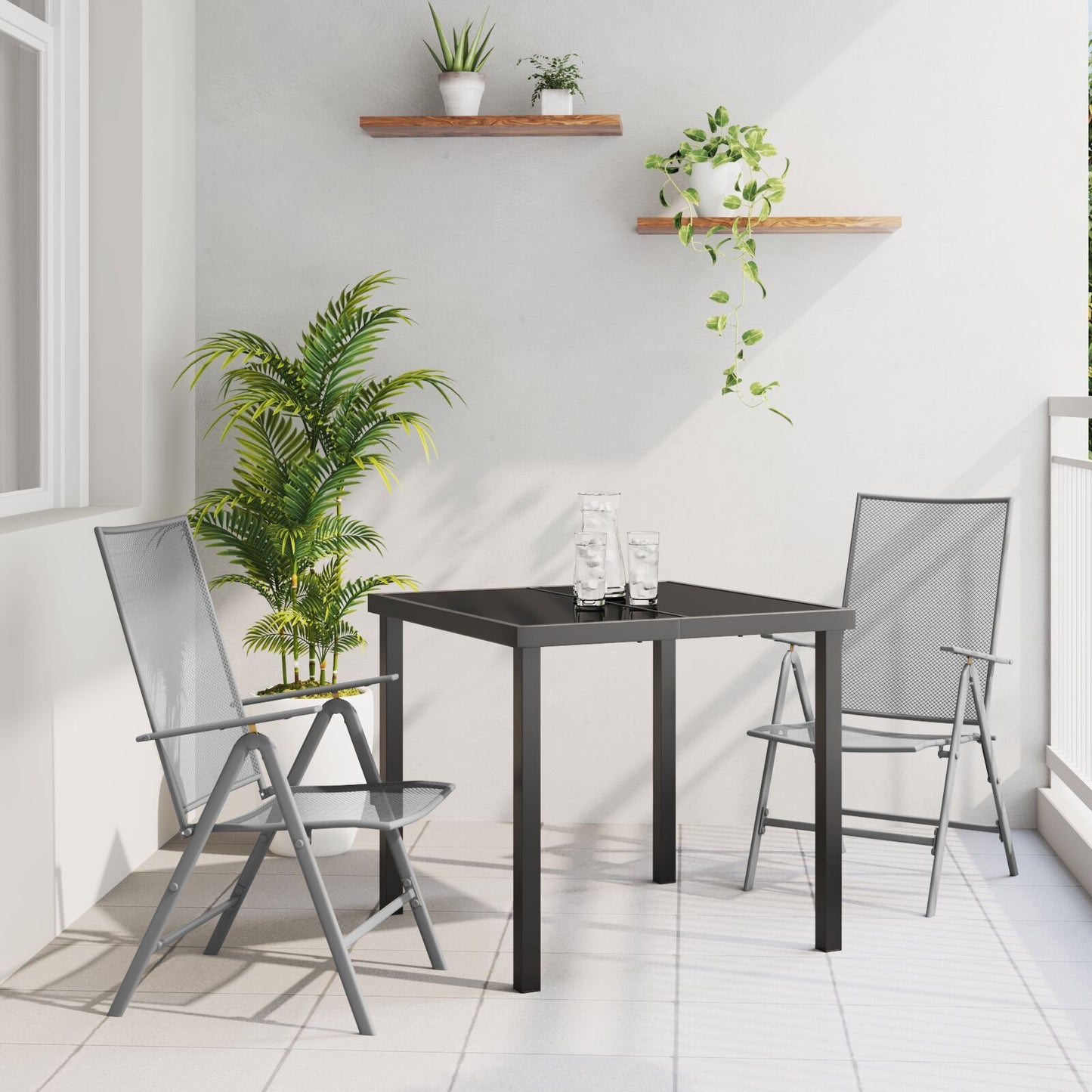 Garden Dining Set Folding 3 pcs Anthracite Steel