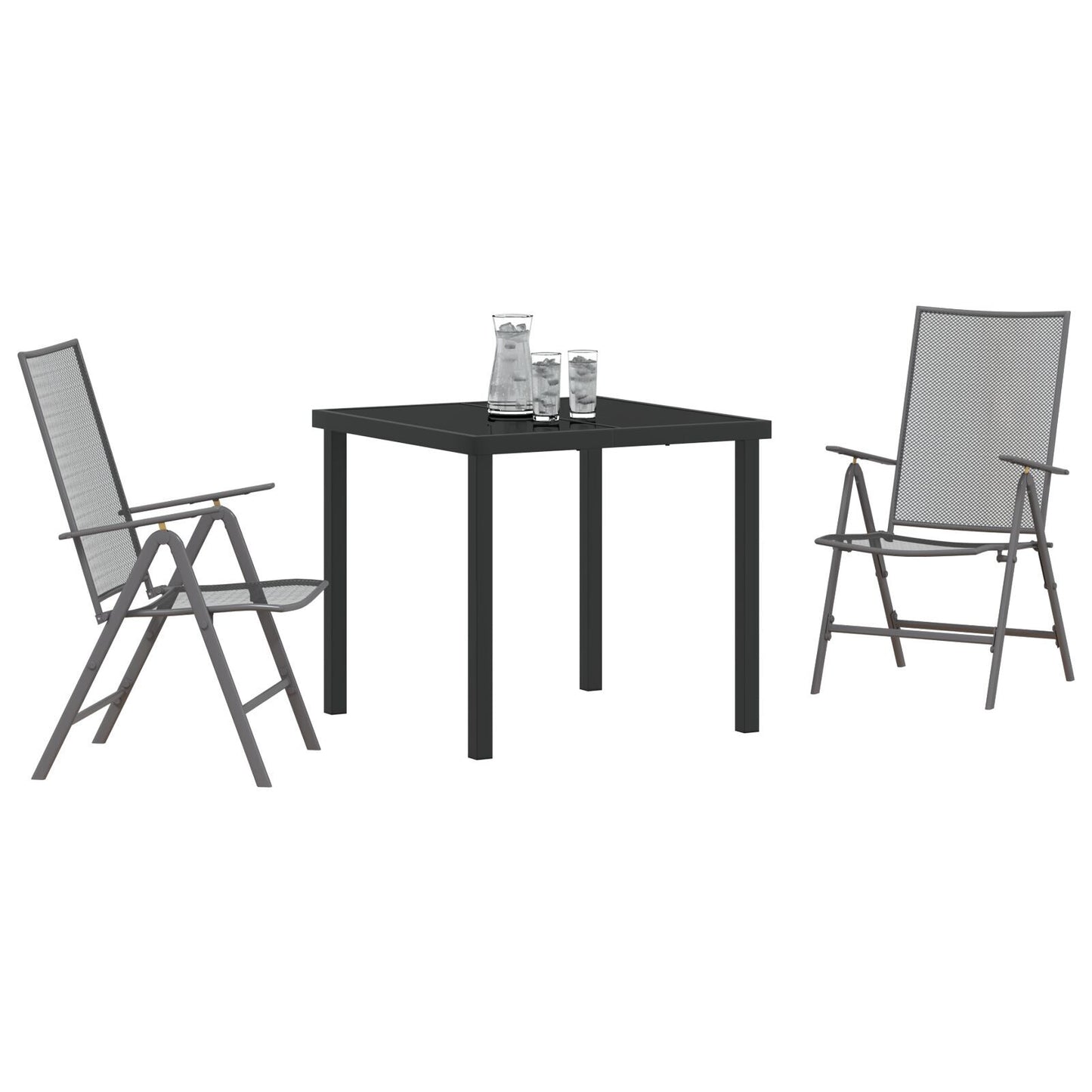 Garden Dining Set Folding 3 pcs Anthracite Steel