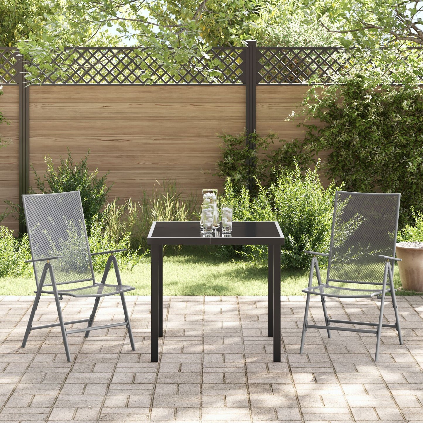 Garden Dining Set Folding 3 pcs Anthracite Steel