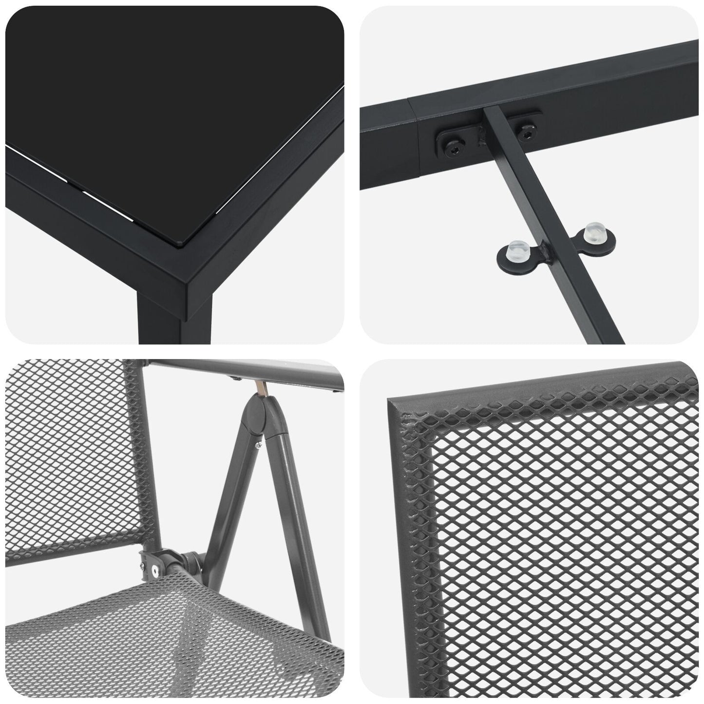 Garden Dining Set Folding 3 pcs Anthracite Steel