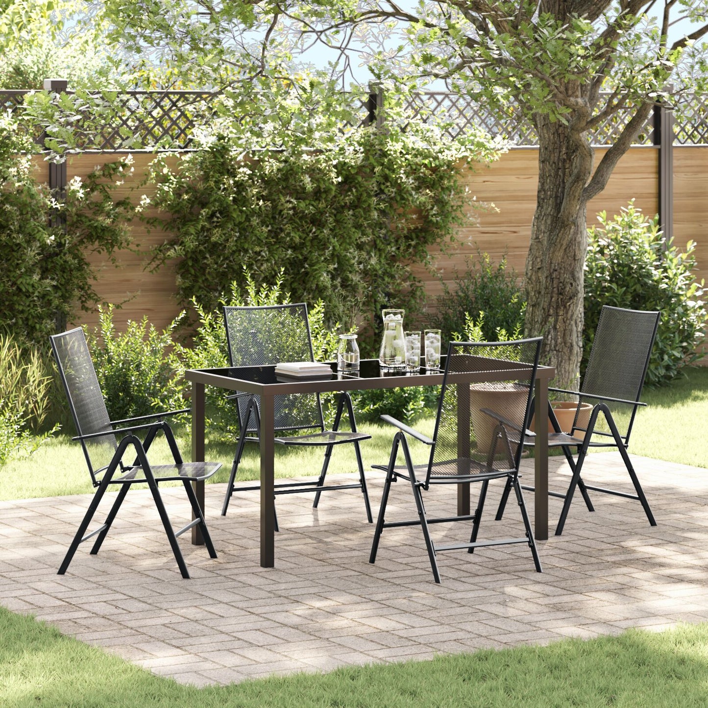 Garden Dining Set Folding 5 pcs Anthracite Steel