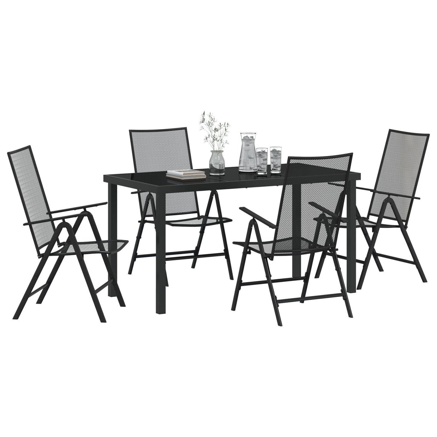 Garden Dining Set Folding 5 pcs Anthracite Steel