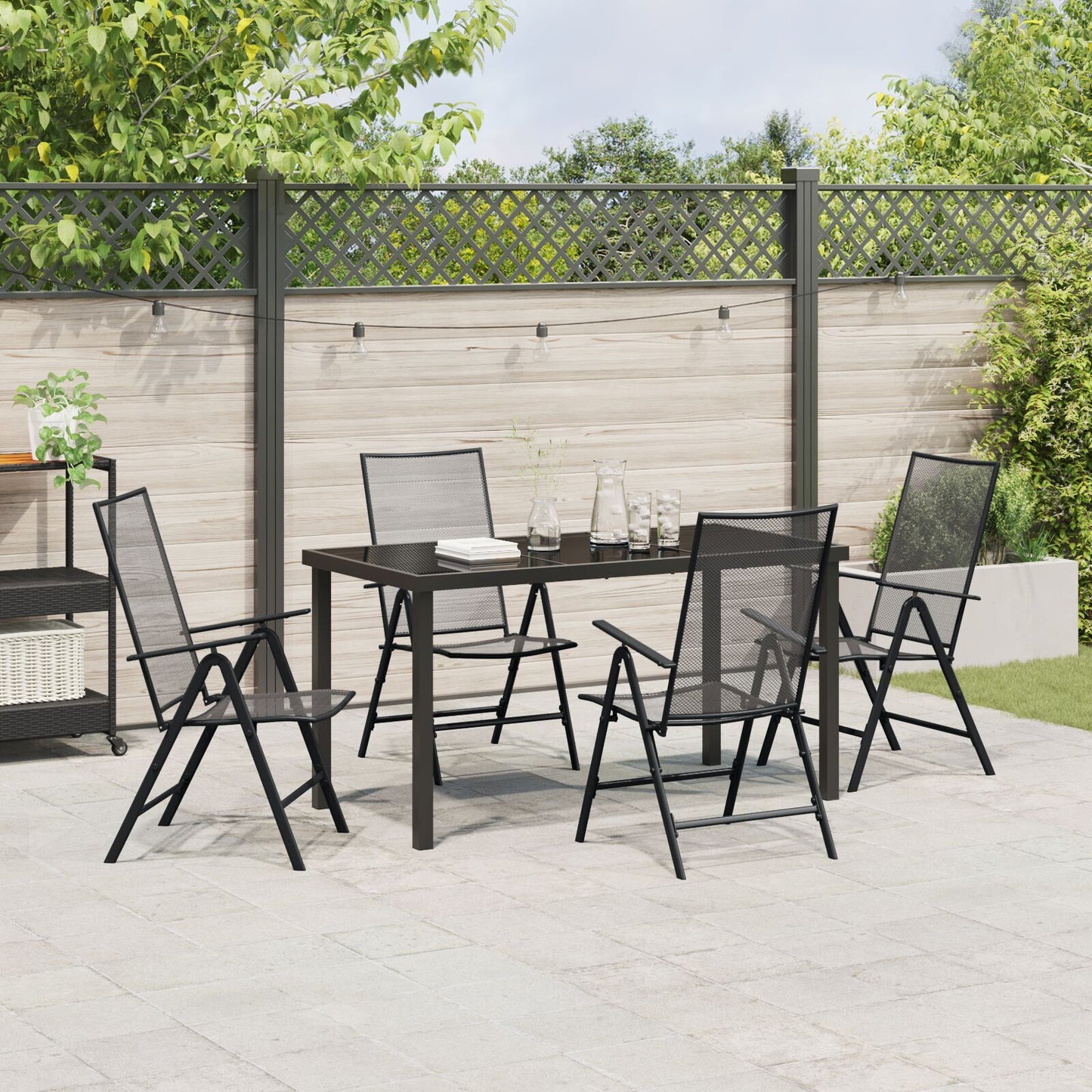 Garden Dining Set Folding 5 pcs Anthracite Steel
