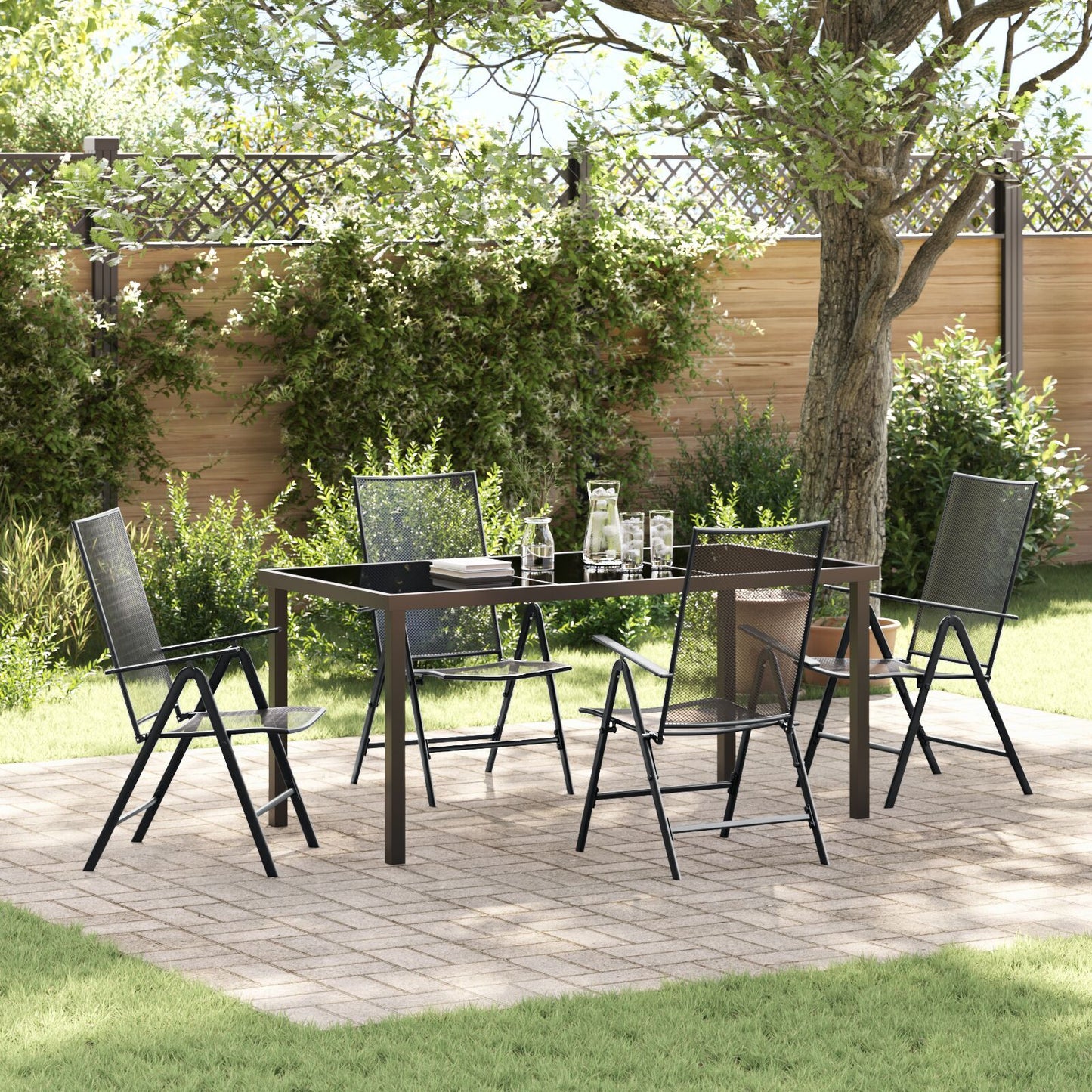 Garden Dining Set Folding 5 pcs Anthracite Steel