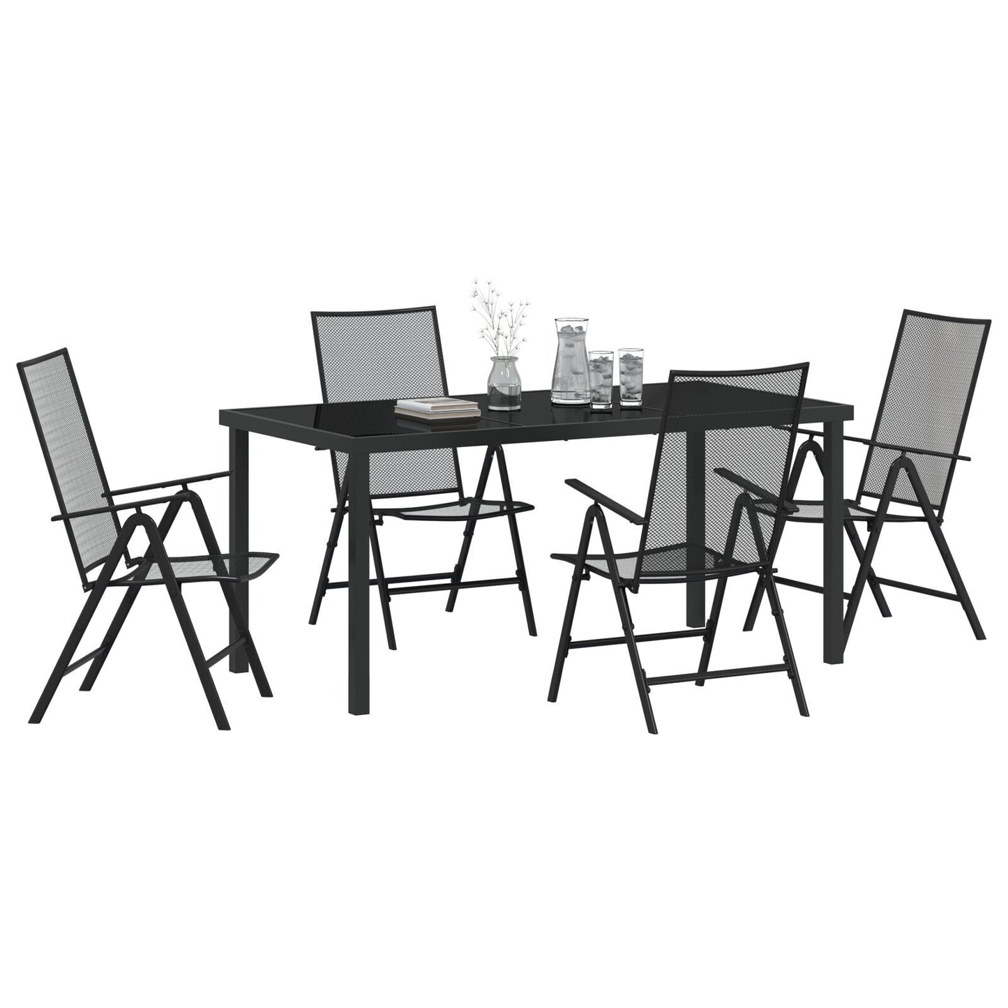 Garden Dining Set Folding 5 pcs Anthracite Steel