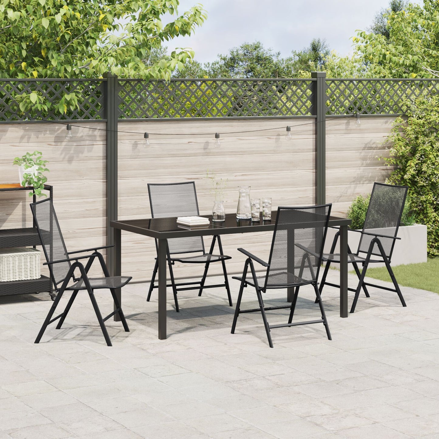 Garden Dining Set Folding 5 pcs Anthracite Steel