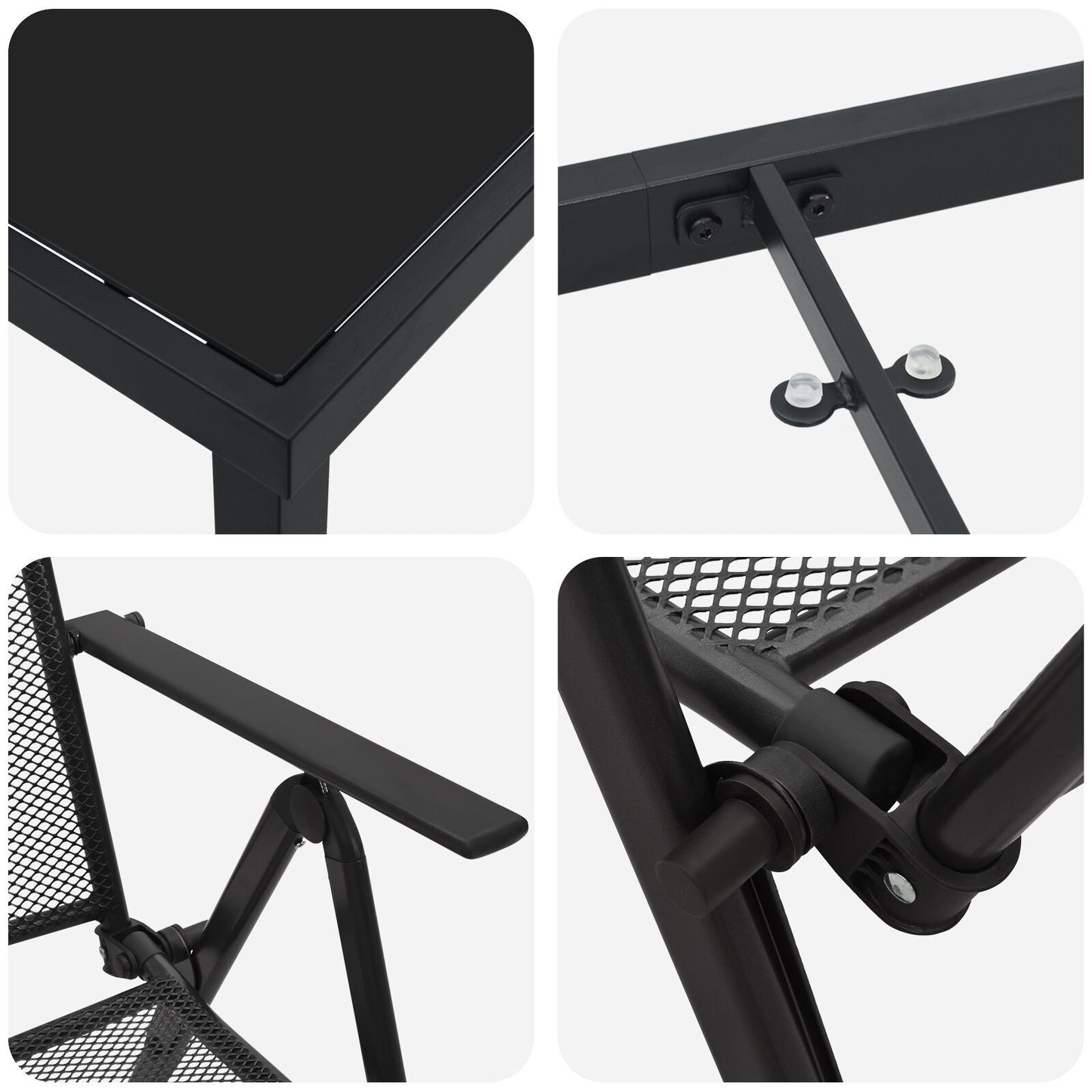 Garden Dining Set Folding 5 pcs Anthracite Steel