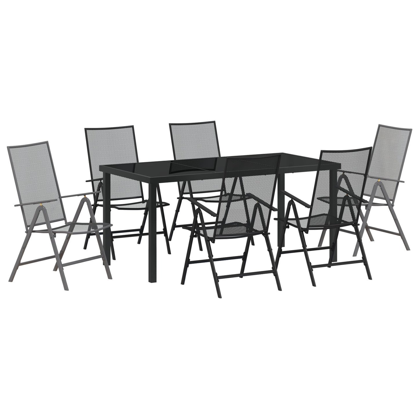 Garden Dining Set Folding 7 pcs Anthracite Steel