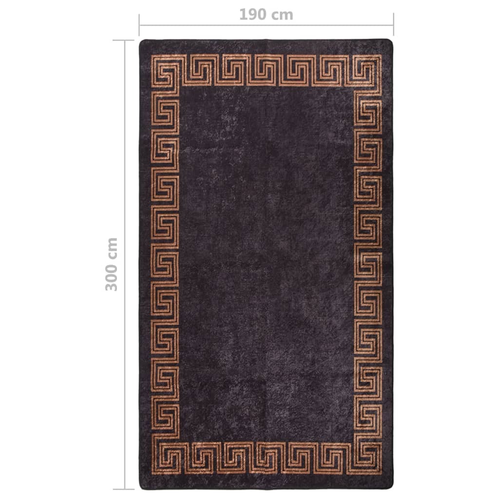 Rug Washable 190x300 cm Black and Gold Anti Slip