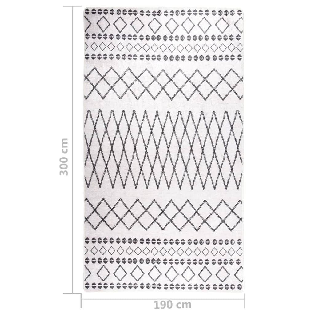 Rug Washable 190x300 cm Black and White Anti Slip