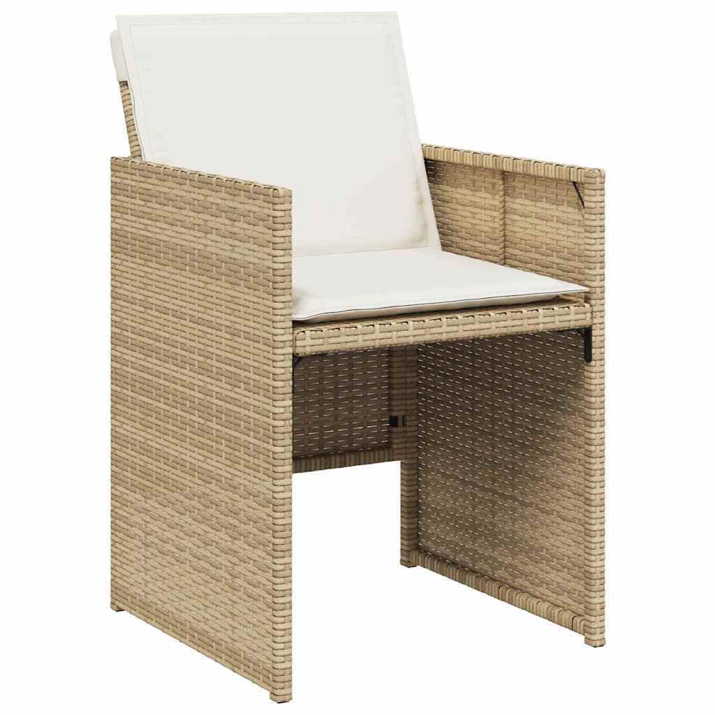 Garden Dining Set with Cushion Folding 5 pcs Beige Poly rattan