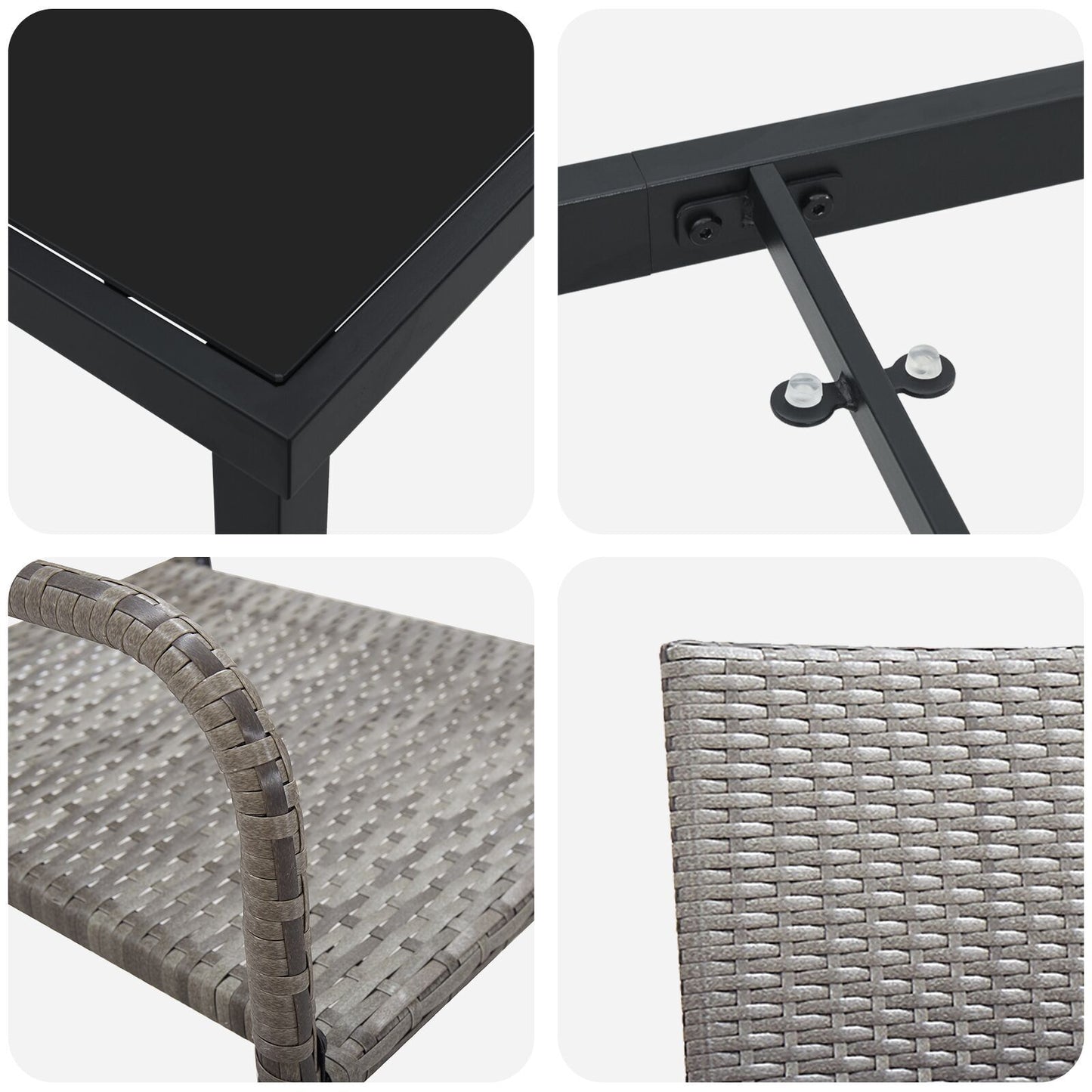 Garden Dining Set with Cushion 3 pcs Grey Poly Rattan