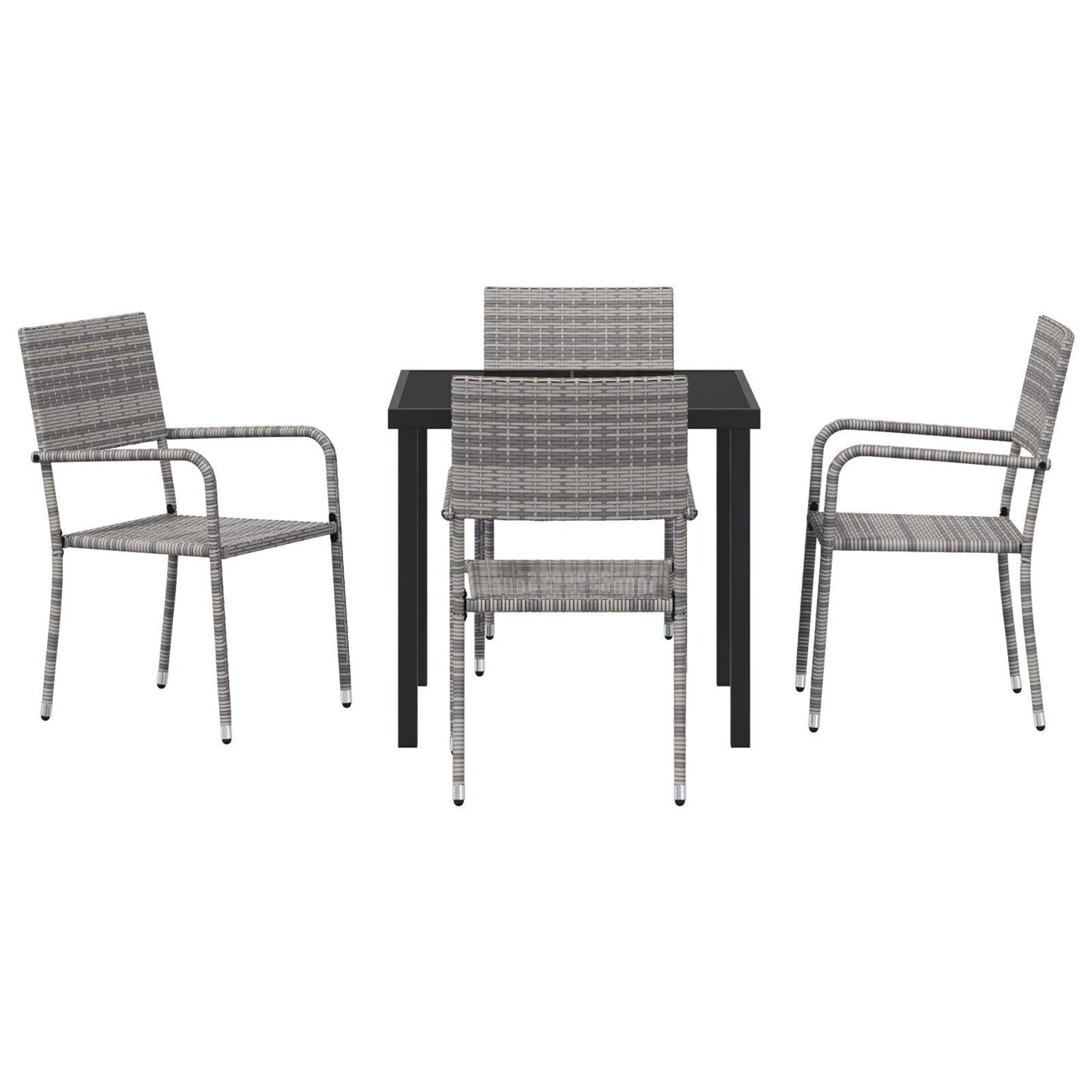 Garden Dining Set with Cushion 5 pcs Grey Poly Rattan
