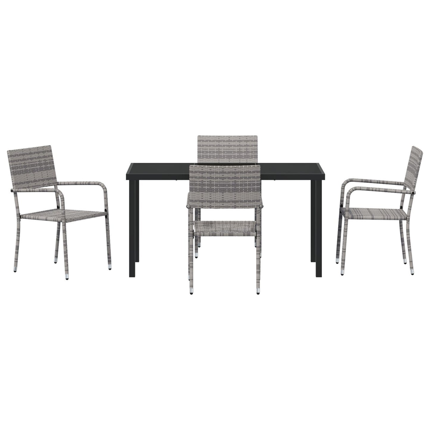 Garden Dining Set with Cushion 5 pcs Grey Poly Rattan
