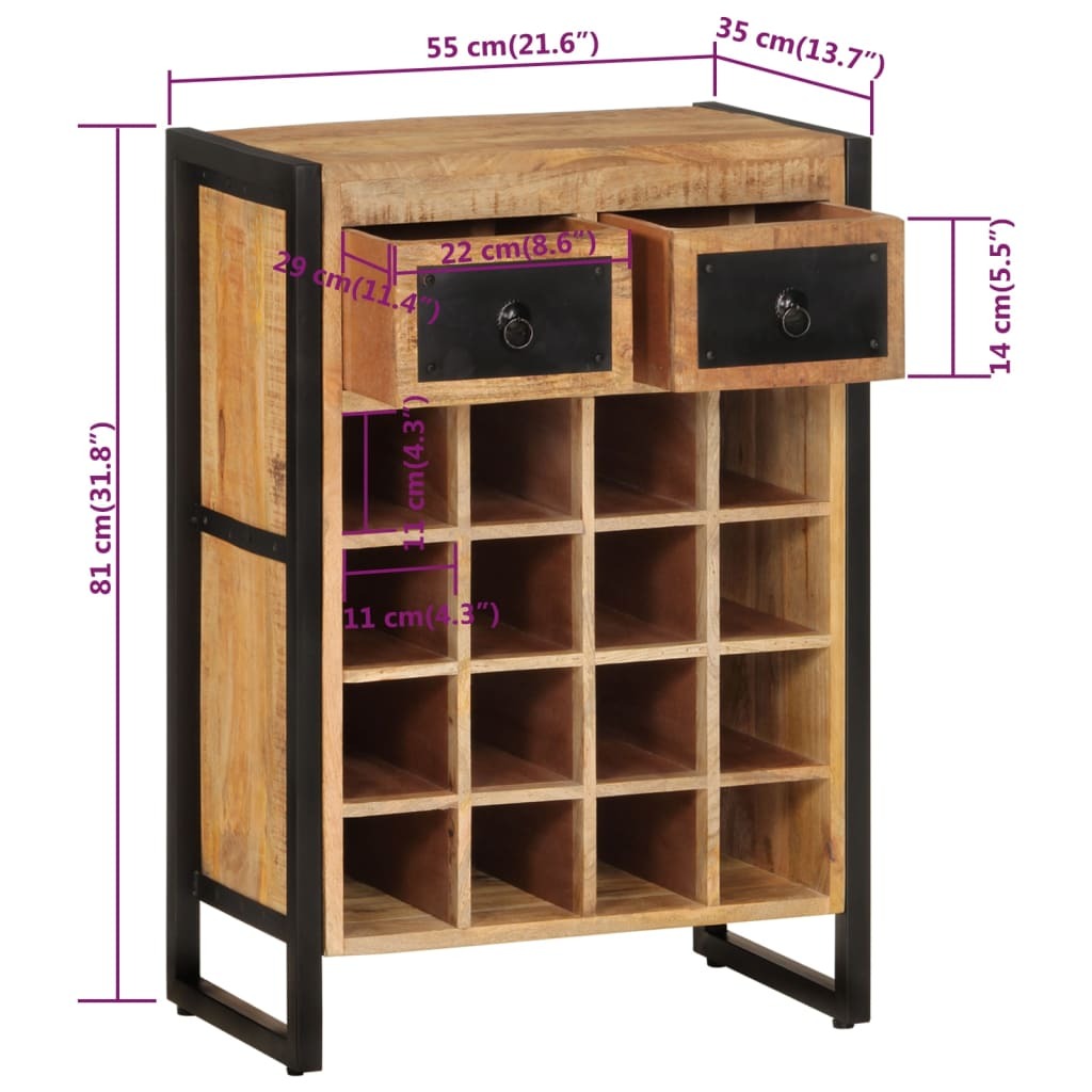 Wine Rack for 16 Bottles Solid Wood Mango