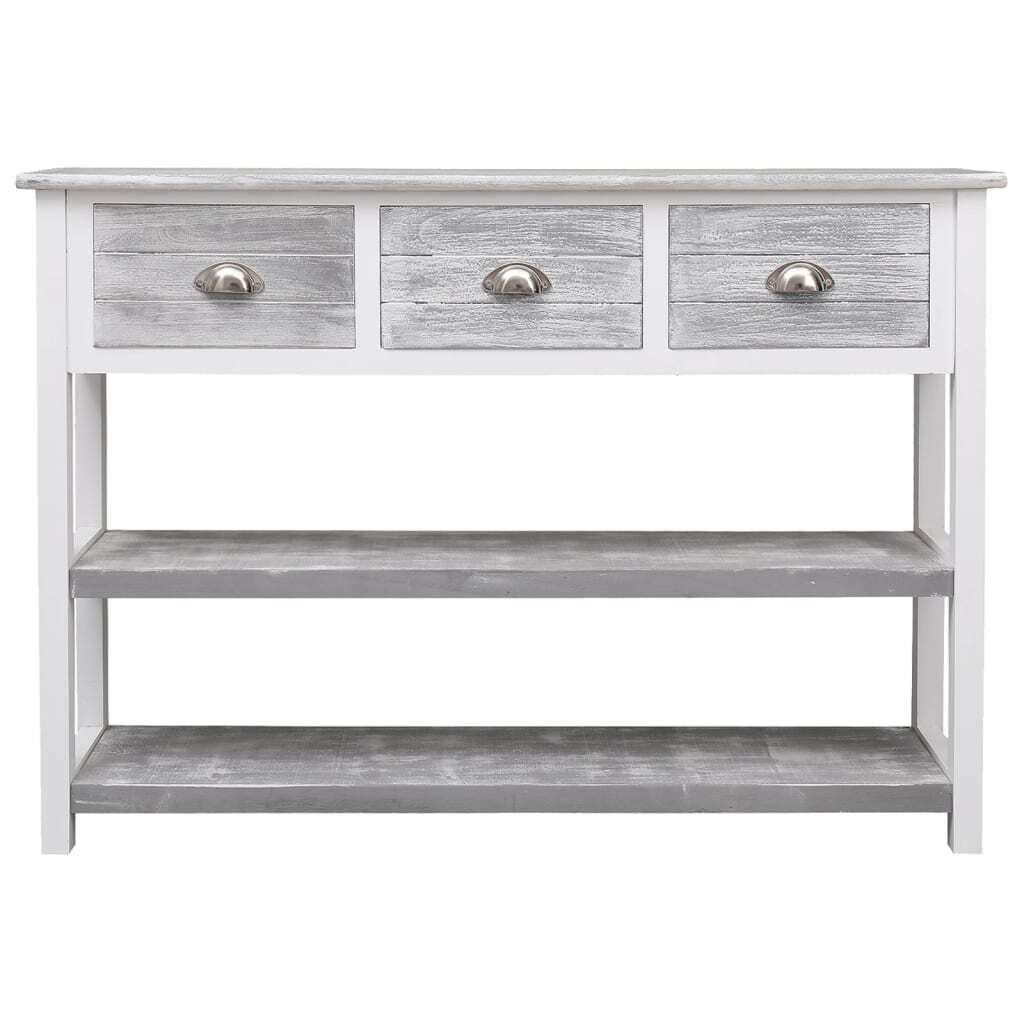 Sideboard Antique Grey 108x30x76 cm Solid Paulownia Wood