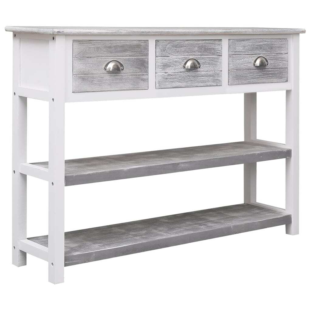 Sideboard Antique Grey 108x30x76 cm Solid Paulownia Wood