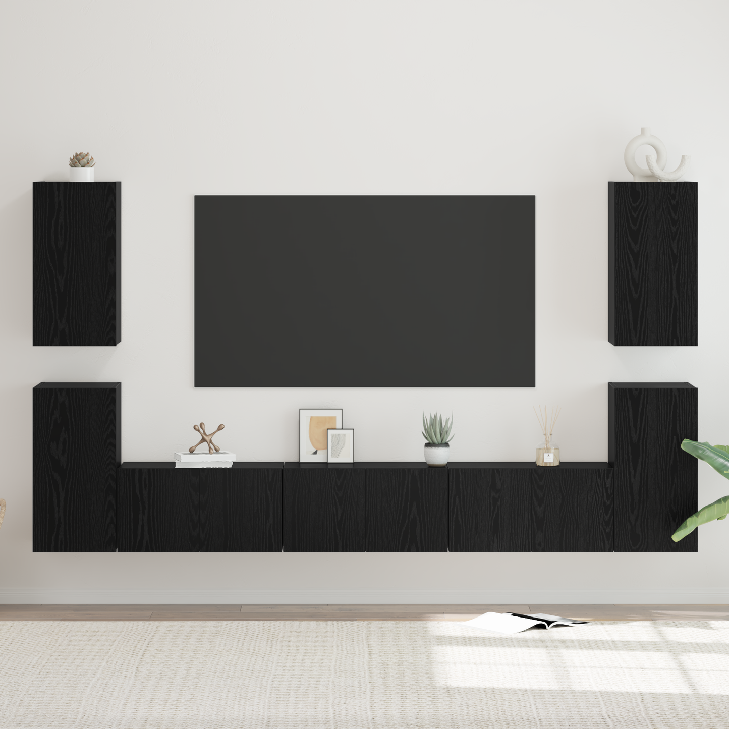TV Cabinet Set 7 pcs Black Oak 60 x 30 x 30 cm Engineered Wood