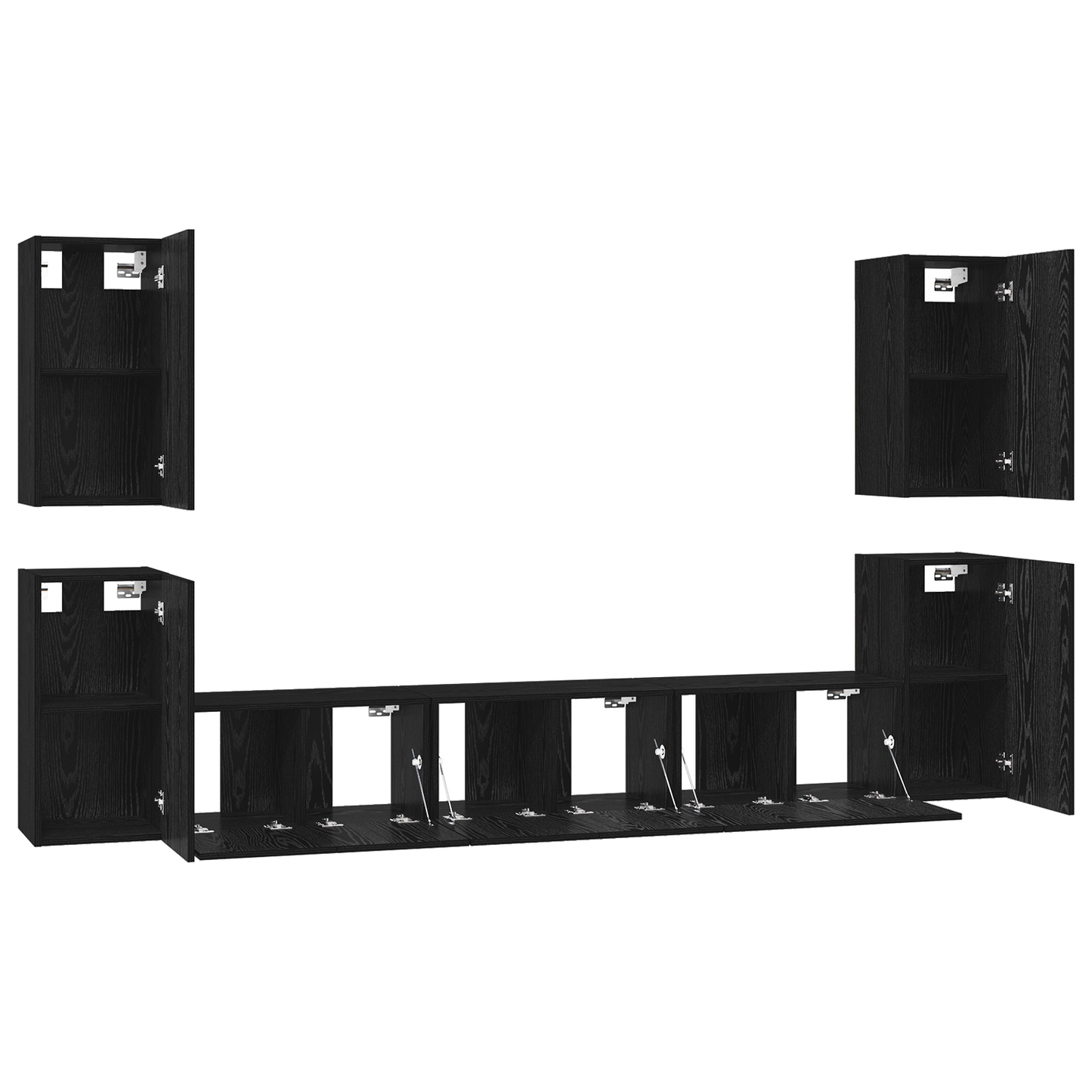 TV Cabinet Set 7 pcs Black Oak 60 x 30 x 30 cm Engineered Wood