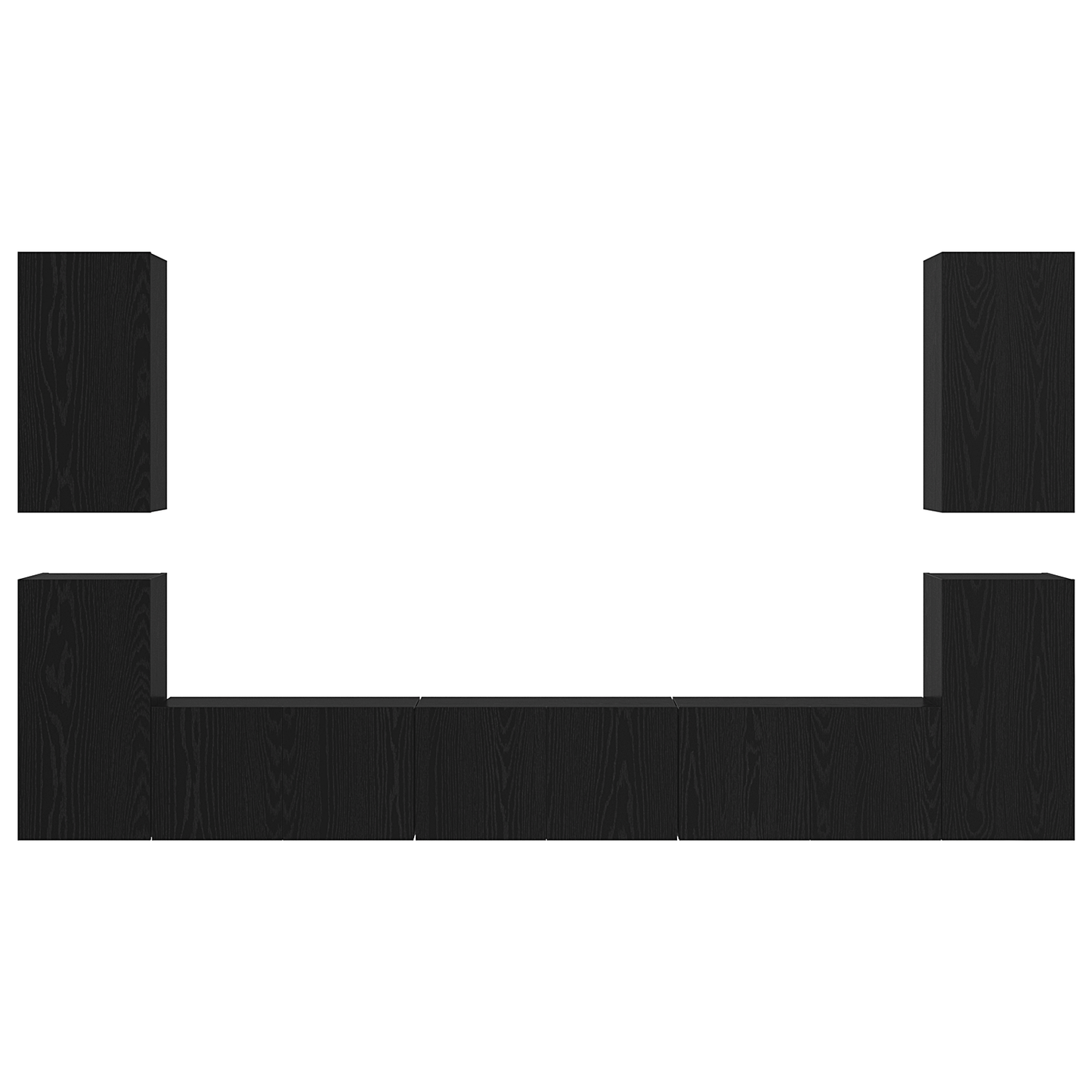 TV Cabinet Set 7 pcs Black Oak 60 x 30 x 30 cm Engineered Wood