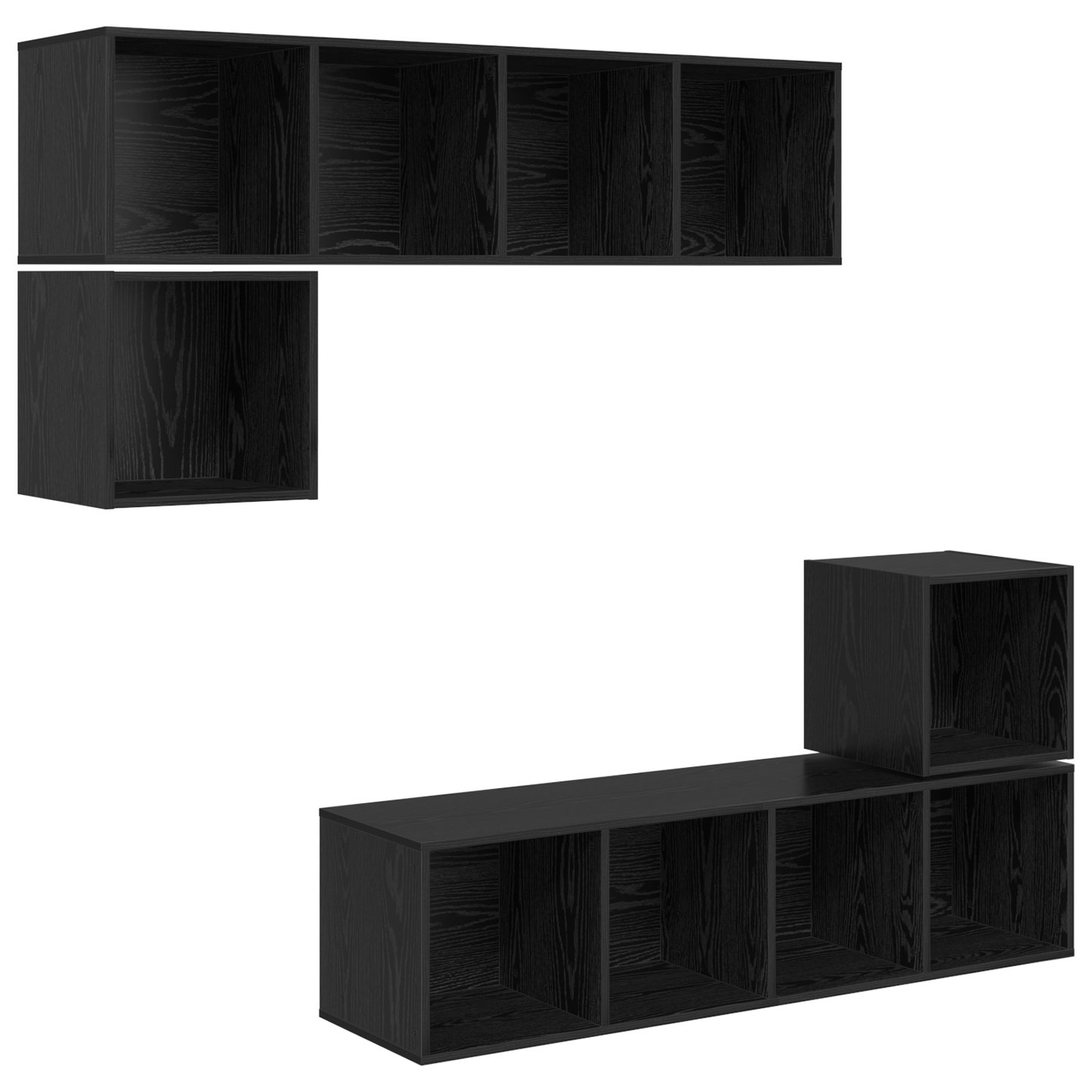 TV Cabinet Set Wall-mounted 4 pcs Black oak 37 x 37 x 142.5 cm